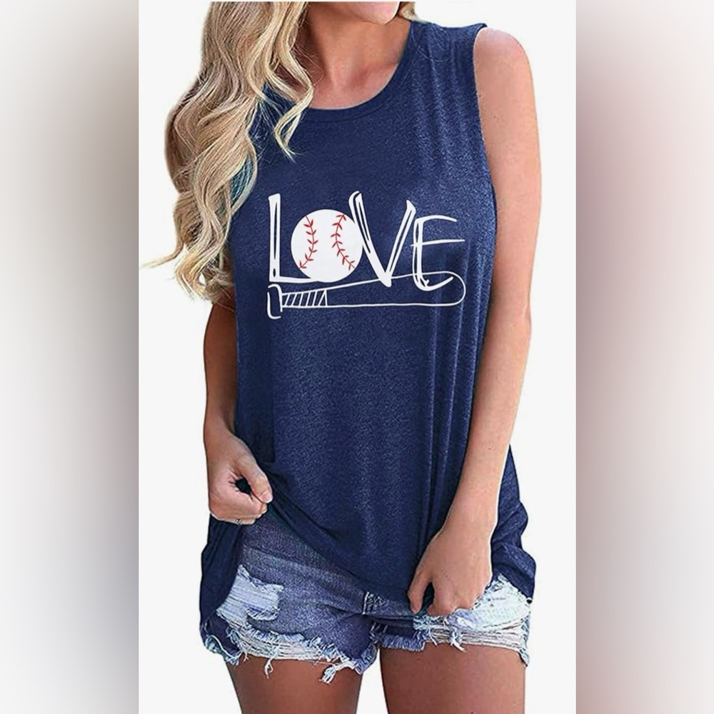 Meesheep Baseball Love. Tank. Size L.